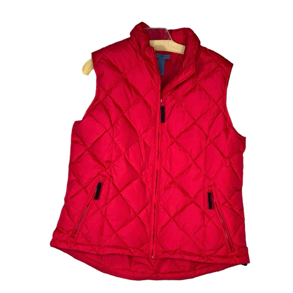 Duluth Trading Co Quilted Vest with Goose Down Full Zip Red/Pink Size Large